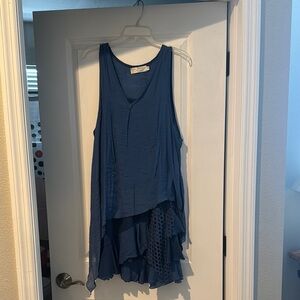 Blue Layered Sleeveless Top
